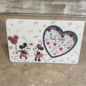 Disney Mickey & Minnie Heart Shaped White and Pink Photo Frame